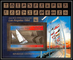85936 N°200 B Sailing Los Angeles 1984 Jeux Olympiques Olympic Games Centrafricaine OR Gold ** MNH Non Dentelé Imperf - Central African Republic