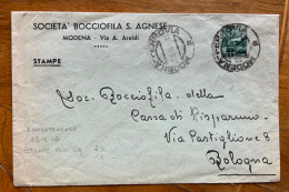 RE DI MAGGIO - DEMOCRATICA L. 1  MODENA 23/5/46 Su Busta "STAMPE"  SOC.BOCCIOFILA S.AGNESE - MODENA PER BOLOGNA - Storia Postale