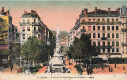 FRANCE - Lyon - Vue De La Place De La République Et Monument Carnet - Statue - Animé - Colorisé - Carte Postale Ancienne - Other & Unclassified