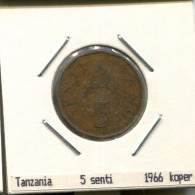 5 CENTI 1966 TANZANIE TANZANIA Pièce #AS358.F.A - Tanzania