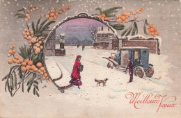 FETES - VOEUX - Meilleurs Vœux - Neige - Femme S'apprêtant à Entrer Dans Une Voiture - Carte Postale Ancienne - Humor