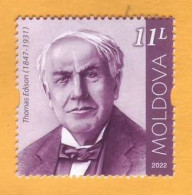 2022  Moldova Personalities Who Changed The World History 175 Thomas Edison (1847-1931), American Inventor.1v Mint - Moldawien (Moldau)