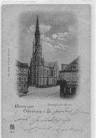 39109401 - Offenburg, Mondscheinlithographie. Evangelische Kirche Gelaufen. Marke Entfernt, Leichte Abrissspuren. Leich - Offenburg