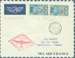 Guinée Par Avion Cachet Cote Occidentale D'Afrique Maroc Aéromaritime Air France 1er Voyage Mars 1937 CAD Conakry - Brieven En Documenten