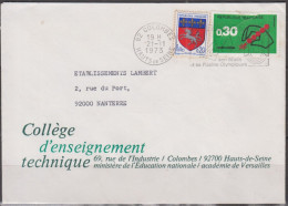 Composition SAINT-LO 20c + EUROPA 30c  Sur Lettre Pub " Collège " De 92 COLOMBES  Pour 92 NANTERRE Le 21 11 1973 - Covers & Documents