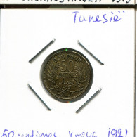 50 CENTIMES 1921 TÚNEZ TUNISIA Moneda Muhammad V #AP803.2.E.A - Tunesië