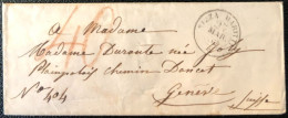 France, TAD NIZZA MARIT. 27.3.1852 Sur Enveloppe Pour Genève, Suisse  - (A381) - Schiffspost