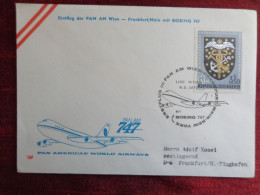 1971 - F/COVER - AUSTRIA, FIRST FLIGHT WIEN TO FRANKFURT DER PAN AM, BOEING 747 - Collections (sans Albums)