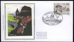 Frankrijk - Georges Simenon - Gezamenlijke Uitgifte - België - Frankrijk - Zwitserland - FDC Zijde - FDC Soie - 1994 - Emissions Communes