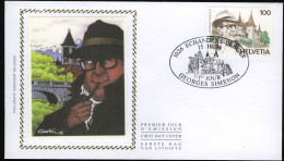 Helvetia - Georges Simenon - Gezamenlijke Uitgifte - België - Frankrijk - Zwitserland - FDC Zijde - FDC Soie - 1994 - Emissions Communes