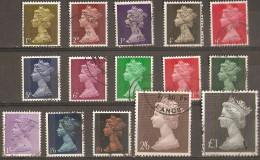 Grande-Bretagne 1967/70 - 1ère Série Machin - Petit Lot De 15 ° - Cachets Ronds - Used Stamps