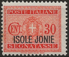 OIJOSx3N - 1941 Occup. Milit. Ital. ISOLE JONIE, Sass. Nr. 3, Segnatasse Nuovo Senza Linguella **/ - Islas Jónicas