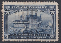 001227/ Canada 1908 Sg191 5c Blue Fine Used Champlain's House In Quebec CV £50 - Used Stamps