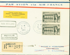 Premier Voyage Direct France Nouvelle Calédonie En Constellation Air Frace A.P.F.C CAD Paris Aviation étranger 9 1 53 - 1927-1959 Lettres & Documents