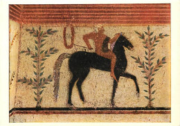 Art - Peinture Antique - Etruscan School - The Rider - Fresco - The Baron's Tomb, Tarquinia - Cavalier , Cheval , Chevau - Antigüedad