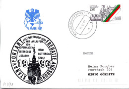 (Freg3)BRD Cachetumschlag FREGATTE "AUGSBURG" F213 STANAVFORLANT 1993" EF BRD TSt 11.12.93 MARINESCHIFFSPOST - Bateaux