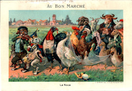 Chromo Au Bon Marché CHA-1 - N°5 La Noce - Animaux Humanisés Animali Personificati Coq Canard Chien Poule B.Etat - Au Bon Marché