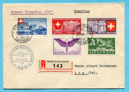 Brief Swissair - Europaflug Süd, Schweiz. Landesausstellung Zürich 1939 - Rundflug - Eerste Vluchten