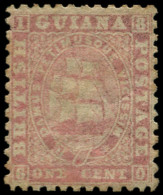 GUYANE BRITANNIQUE Poste * - 20, Papier épais, Dentelé 12, Avec Gomme, Très Bel Exemplaire: 1c. Rose (SG) - Cote: 1600 - Guyana (1966-...)