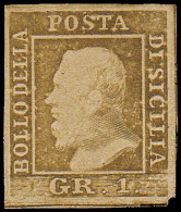 ITALIE  2 SICILES Poste (*) - 19, TB (Ex. Vente Gilbert), Planche I, 17, 2ème état: 1gr. Olive (Sas. 3) - Cote: 7500 - Sicilië