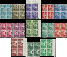 FRANCE Préoblitérés ** - 106/18, Série Complète De 13 Blocs De 4: Coq Et Moissonneuse - Cote: 440 - 1953-1960