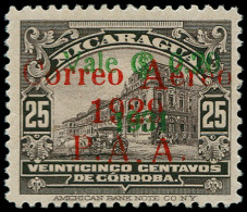 NICARAGUA Poste Aérienne * - 9a, Erreur De Surcharge (tirage 100): 0.20 C. 25c. Brun - Cote: 900 - Nicaragua