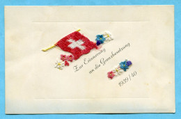 Gestickte Karte Zur Erinnerung An Die Grenzbesetzung 1939 / 40 - Cartas & Documentos