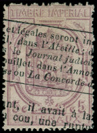 FRANCE Journaux O - 10, Signé, TB: 5c. Lilas - Cote: 725 - Zeitungsmarken (Streifbänder)
