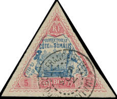 COTE DES SOMALIS Poste O - 19, Belle Oblitération: 5f. Rose Et Bleu - Cote: 200 - Altri & Non Classificati