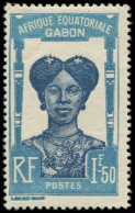 GABON Poste * - 119a, Sans La Surcharge, Signé Brun: 1f50 Bleu Et Bleu Foncé - Cote: 400 - Unused Stamps