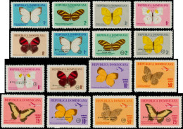 DOMINICAINE Poste ** - 368/47 + A 184/9, Complet 16 Valeurs: Papillons - Cote: 110 - Dominican Republic