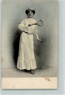 12083801 - Tennis Frau Mit Tennisschlaeger 1909 AK Mode - Tennis