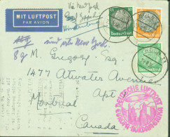 Zeppelin YT Deutsches Reich N°444 458 461 Mit Luftpost Cachet Deutsche Luftpost Europa Nordamerika CAD Koln 23 9 36 - Airmail & Zeppelin