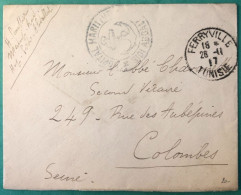 Tunisie, Divers Sur Enveloppe TAD FERRYVILLE 26.11.1917 + Cachet HOPITAL MARITIME - (A1010) - Briefe U. Dokumente