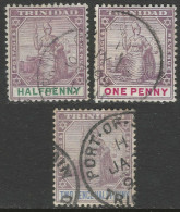 Trinidad. 1896-1906 Britannia. ½, 1d, 2½d Used. Watermark Crown CA. SG 114, 115, 117. M4026 - Trinidad & Tobago (...-1961)