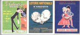 KB1851 - DEPLIANTS LOTERIE NATIONALE - SAINT VALENTIN 1958 1963 1965 - Lotterielose