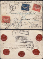 France 1907 - Lettre Avec Timbres Semeuse Avec Plusieurs Griffes. Jolie Lettre .......... (EB) AR-02412 - 1903-60 Sower - Ligned