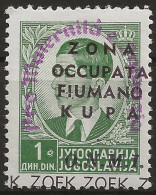 OIKU37L - 1941 Occ. Milit. Ital. ZONA FIUMANO KUPA, Sass. Nr. 37, Francobollo Nuovo Linguellato */ - Fiume & Kupa