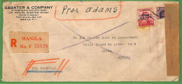 ZA1560 - USA Phillipines - POSTAL HISTORY - Cover To SPAIN - Spanish CENSOR 1937 - Marcophilie