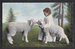 Young Girl With Lambs / Pet  Series 3708 F. Hartmann / Postcard Not Circulated, 2 Scans - Portraits