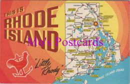 Maps Postcard - Map Of Rhode Island "Little Rhody"   DZ45 - Maps