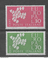 1961 - ITALIA REPUBBLICA -   EUROPA  -  SERIE COMPLETA DI 2 VALORI -   SINGOLI - NUOVO - 1961-70:  Nuevos