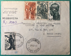 Cameroun, Divers Sur Enveloppe (recommandé De Fortune) TAD MESSAMENA 20.10.1949 - (A1026) - Storia Postale
