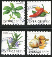 Réf 77 < SUEDE < Yvert N° 2703 à 2706 Ø < Année 2009 Used SWEDEN < Basilic Piment Ail Romarin - Oblitérés