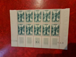 MAROC COIN DATE BLOC DE 10  DU 9/4/1951 N° 299 - Unused Stamps