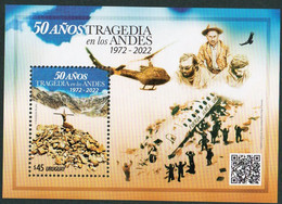 2022  URUGUAY MNH  S/S 50 Anniversary  Andes Tragedy Tradegia De Los Andes. Uruguayan Rugby Team. Eagle Helicopter Plane - Uruguay