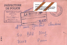 TAXE N° TAMPON-TAXE 7,20FR S/L. A PARIS 18/1996 - 1960-.... Storia Postale