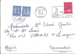 LETTRE DE DOUAI/26.8.72 POUR L’ALGERIE TAXEE - 1960-.... Storia Postale