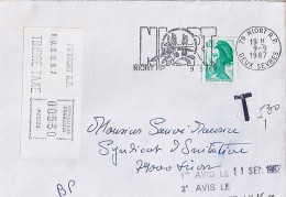 TAXE N° VIGNETTE 5,30FR S/L. A  NIORT/10.9.87 - 1960-.... Storia Postale