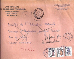 TAXE N° 112/103/105 S/L. DE AUCH + TAXEE A CONDOM/3.2.86 + REFUS - 1960-.... Storia Postale